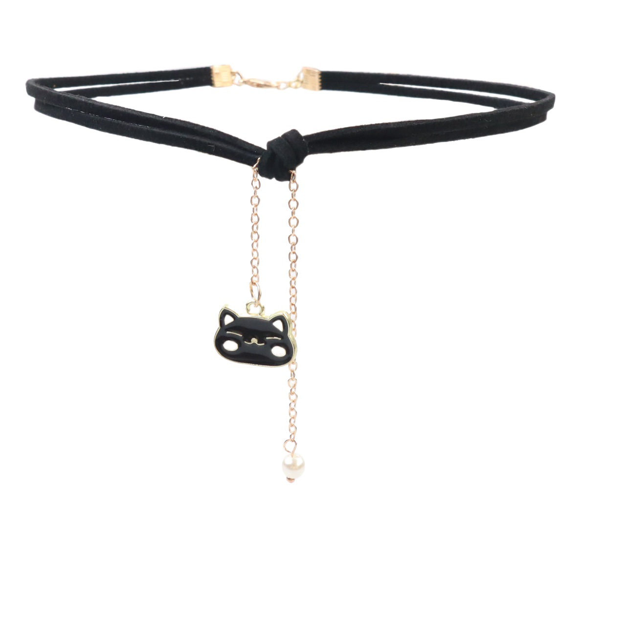 Collar corto tipo choker con diseño de gato y corazón japonés para estudiantes, cadena de clavícula para mujer, accesorios