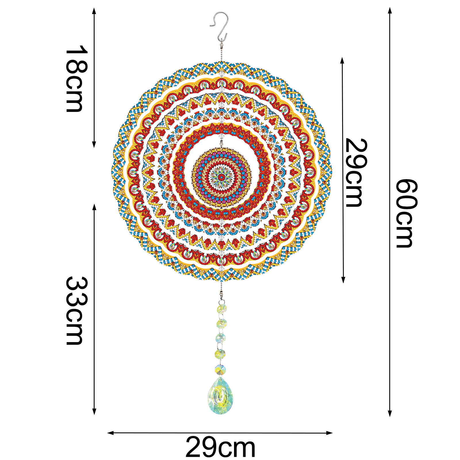 Accesorios para pintura de diamantes DIY, colgante giratorio de cuentas 3D con forma de campana de viento, decoración colgante de mandala acrílico 5D