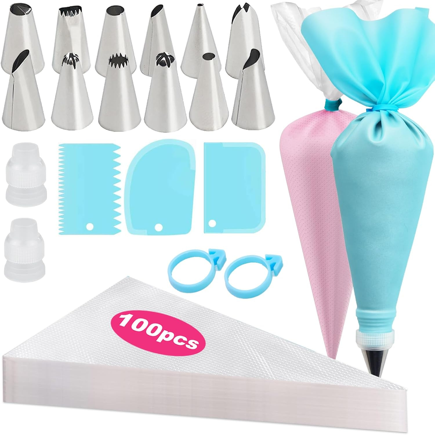 Amazon 120-Piece Cake Cream Decorating Nozzle Set Decorating Bag Cream Scraper Baking Tool Set