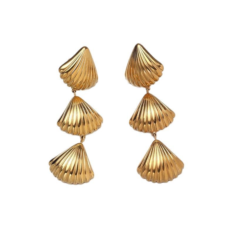TENA europa y americana de acero inoxidable exagerado pendientes de nicho de alto nivel de diseño de conchas de mar de viento de titanio pendientes de acero joyas de orejas