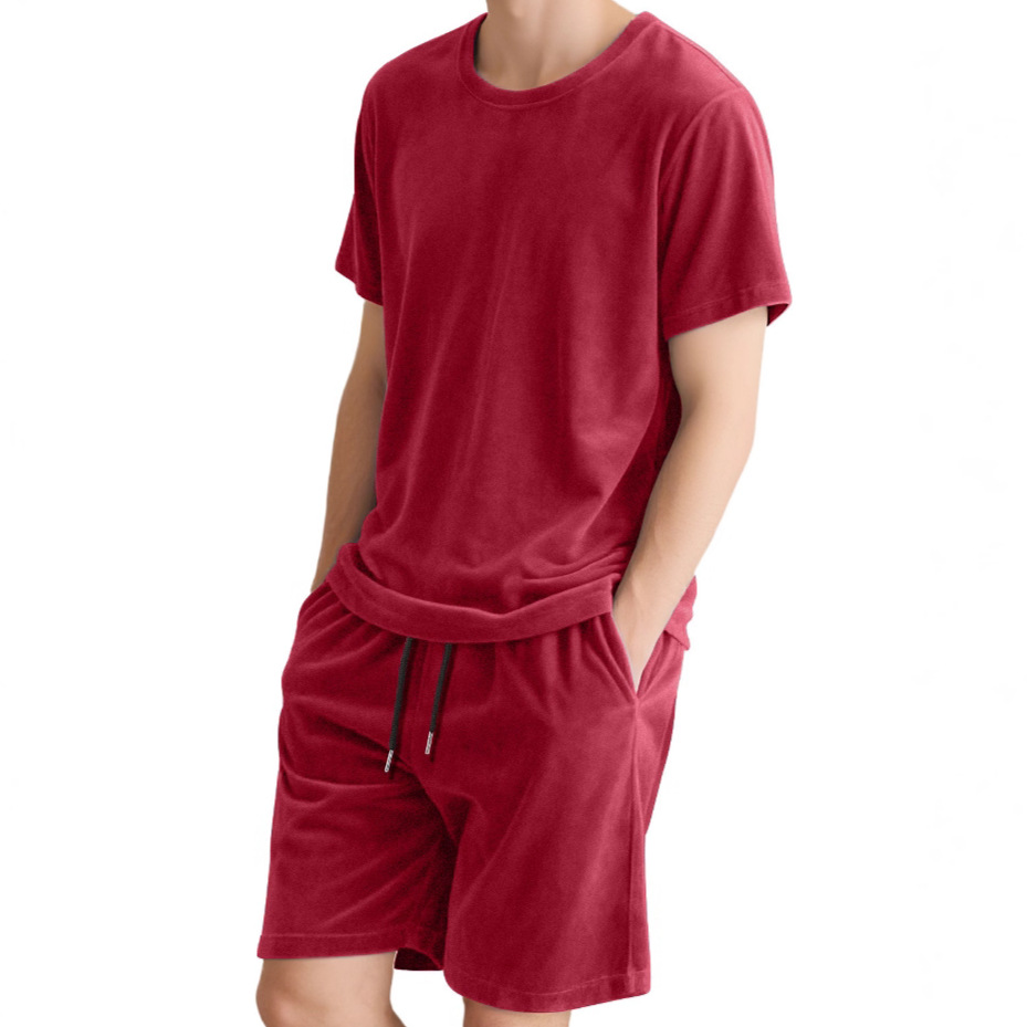 Nuevo transfronterizo de Europa y América Amazon TEMU nuevo hombre de manga corta pantalones cortos deportivos casuales cuello redondo T-shirt de color sólido