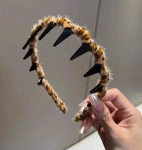 Coreano alto cráneo debe aumentar la altura esponjoso peludo ondulado banda de cabello de doble uso con dientes para mujeres