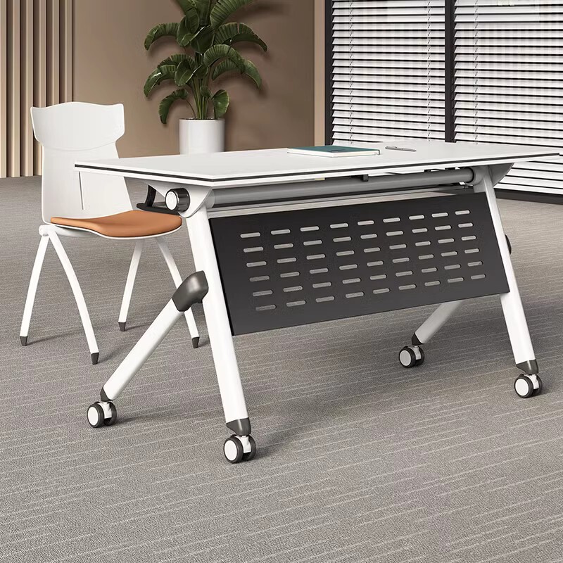 Foldable Conference Training Table and Chairs Mobile Splicing Combination Multi-Functional Office Long Double Simple Desk with Wheels