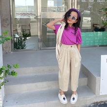 童装女童棉麻休闲裤薄款2024夏季新款儿童韩版宽松裤子防蚊裤夏季