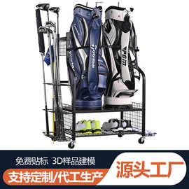 跨境专供高尔夫球包架高尔夫球包货架球杆展示架运动器材移动架子