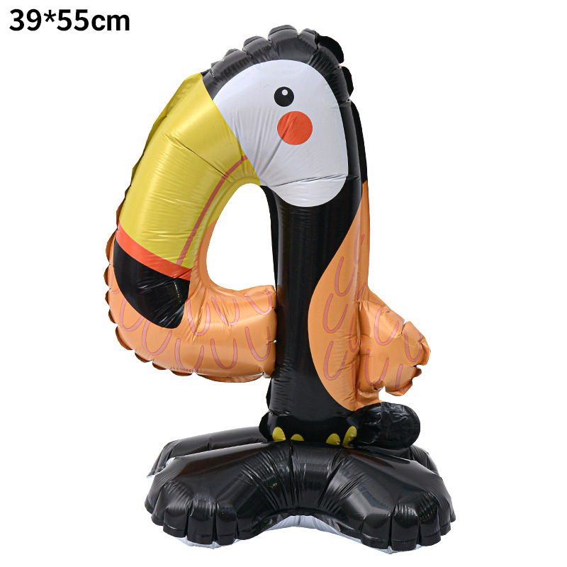 Transfronteriza nueva columna digital de animales de 23 pulgadas globo de aluminio forma de dibujos animados 0-9 decoración de diseño de escena de cumpleaños