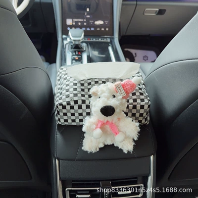 Car tissue box/set cute cartoon design for girls - pink-scarf-hat-west-highland-black-and-white-bubble-pattern-tissue-box-armrest-box-version