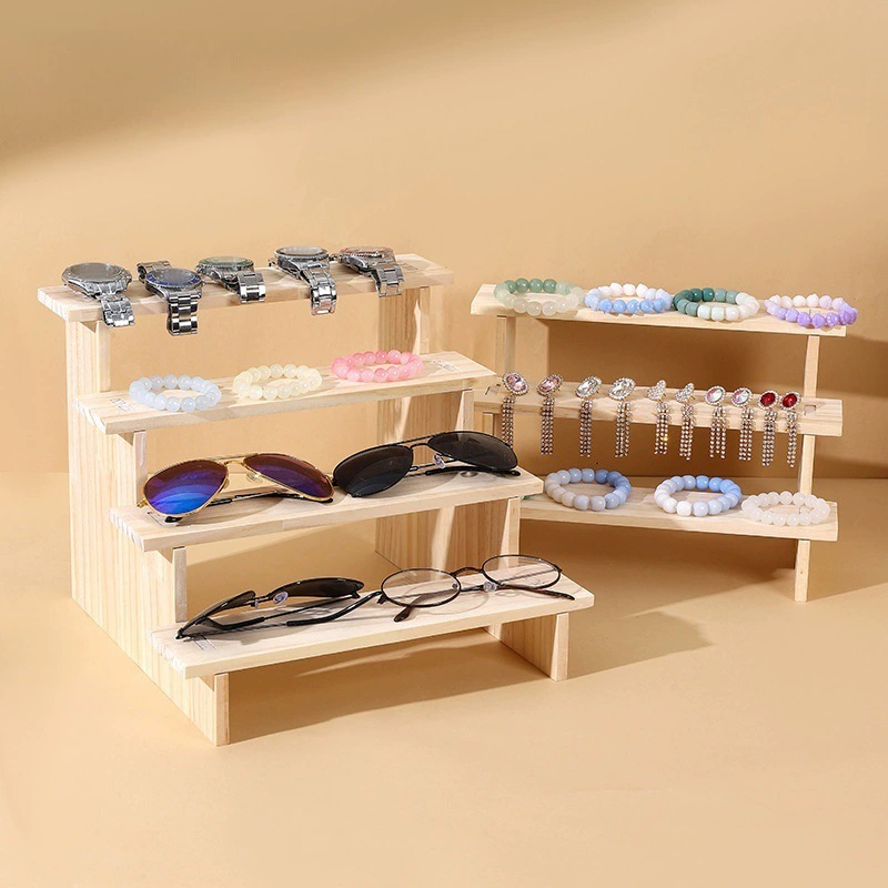 Многослойная стойка для демонстрации ювелирных изделий из цельного дерева, стойка для демонстрации часов и очков, стойка для хранения кукол, стойка для хранения в ювелирном магазине