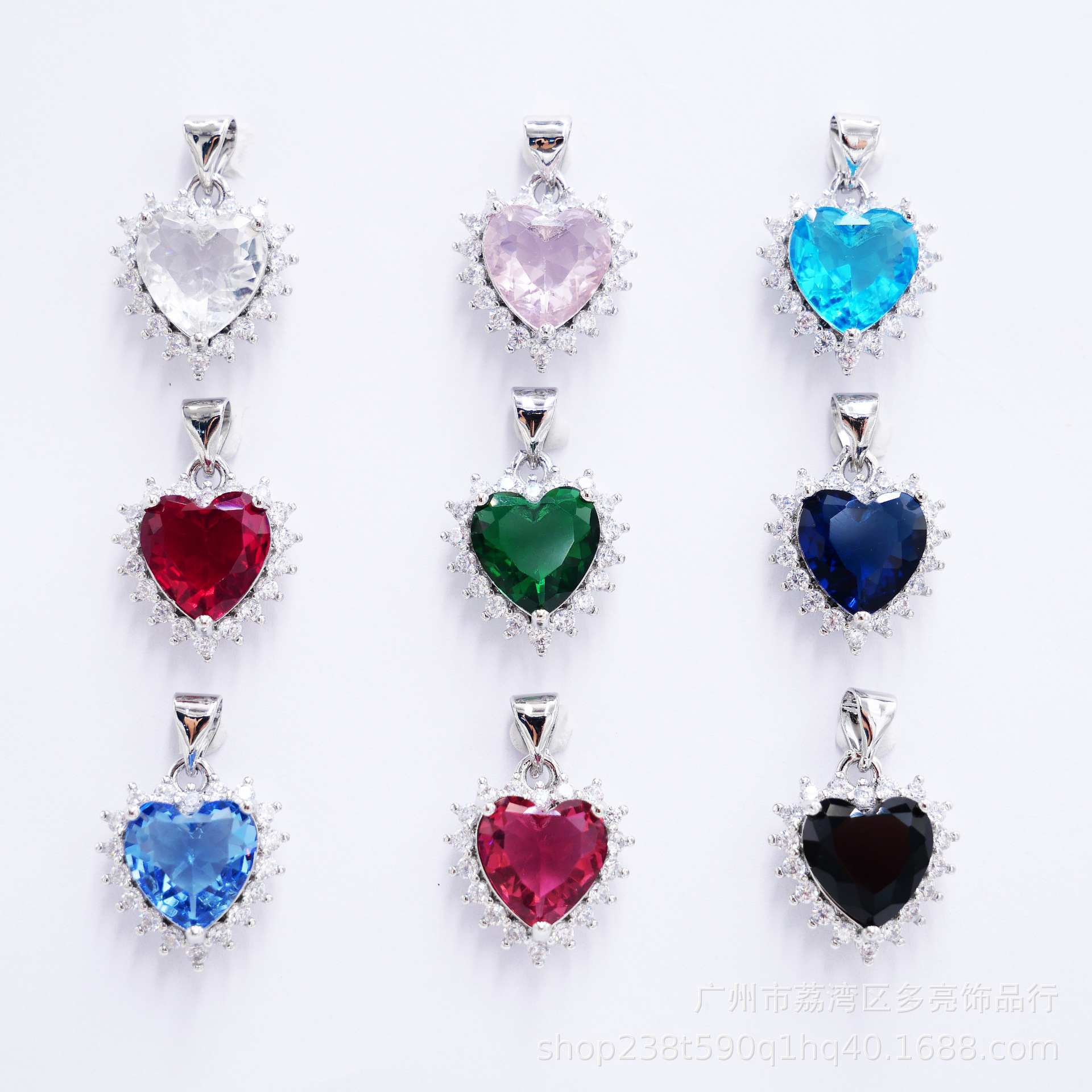 Cross-Border New Heart Heart Pendant Micro-Paved Zircon Necklace Color-Preserving 18K Real Gold Electroplating Women's Jewelry Copper Accessories