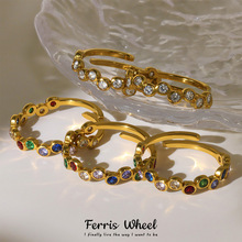 Ħ���ֲ���ֿ�����Ȧ�ʯ�����ָ��18k����ɫ�����鱦ʳָ��
