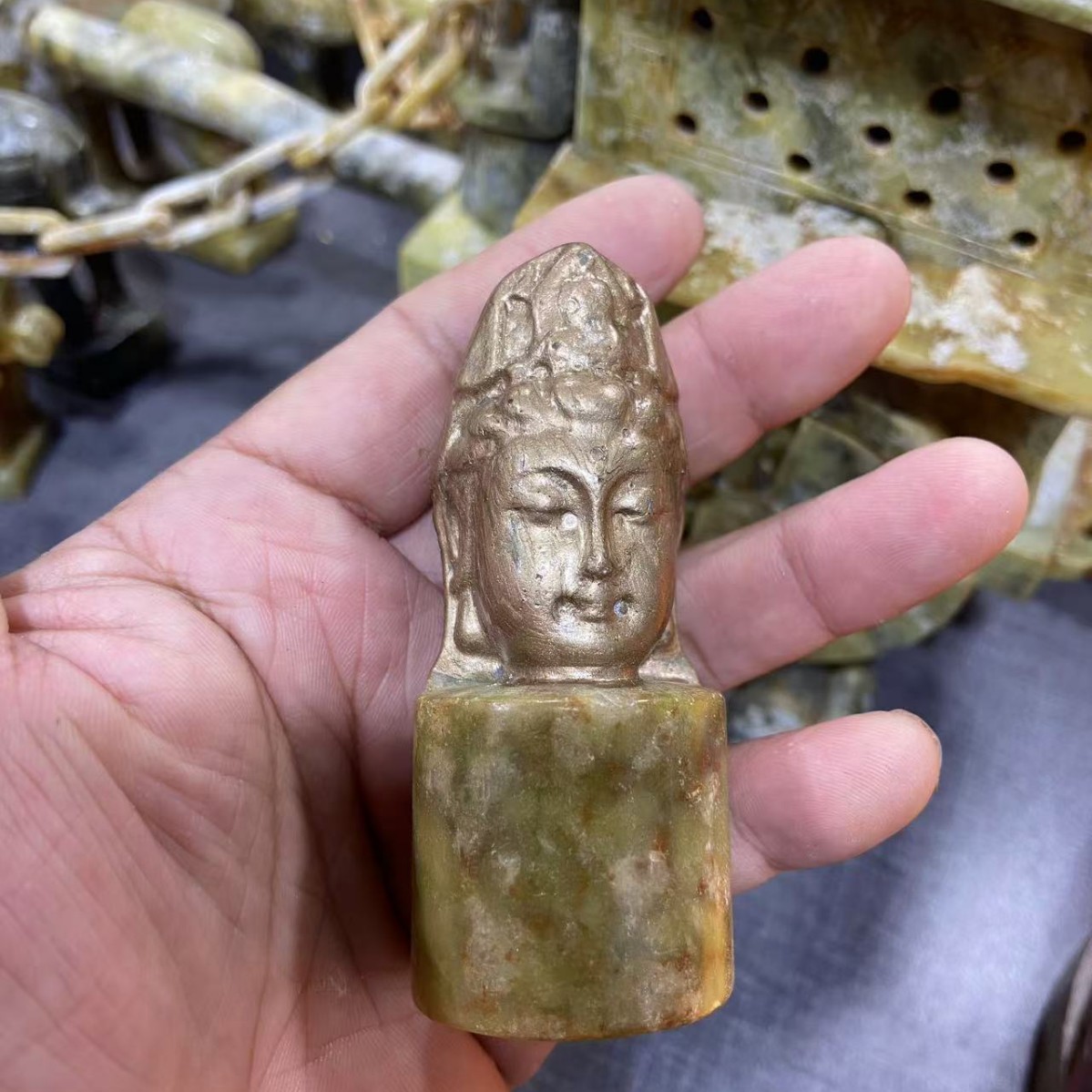 골동품 금박 관음 물개