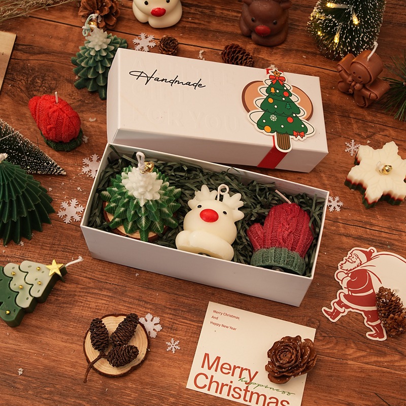 Navidad serie de velas cajas de regalo de perfumes creativos regalos de mano navideños árbol de Navidad guantes de ciervo modelado adornos