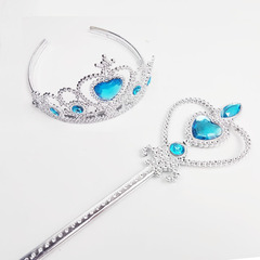 Foreign Trade Frozen Elsa Plastic Rhinestone Heart Crown Hair Accessory Princess Elsa Crown Magic Wand
