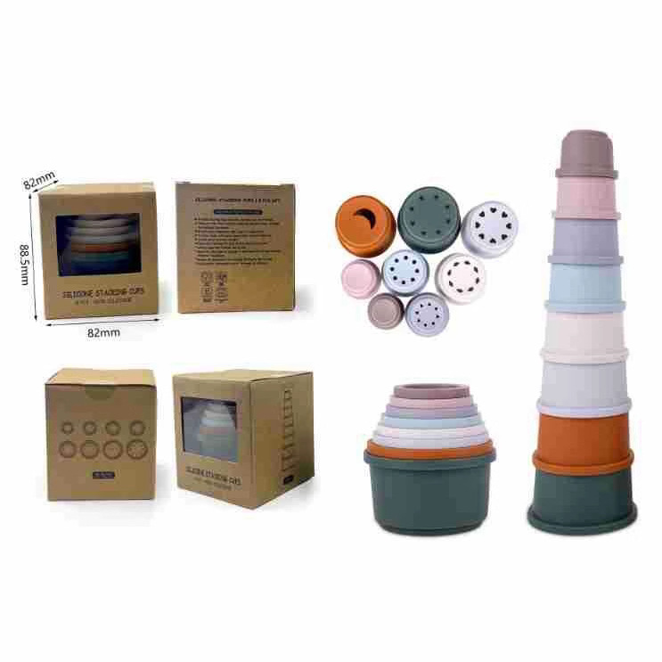 Educación temprana transfronteriza de silicona copas plegables juego de música plegable para bebés práctica juguetes de silicona para niños