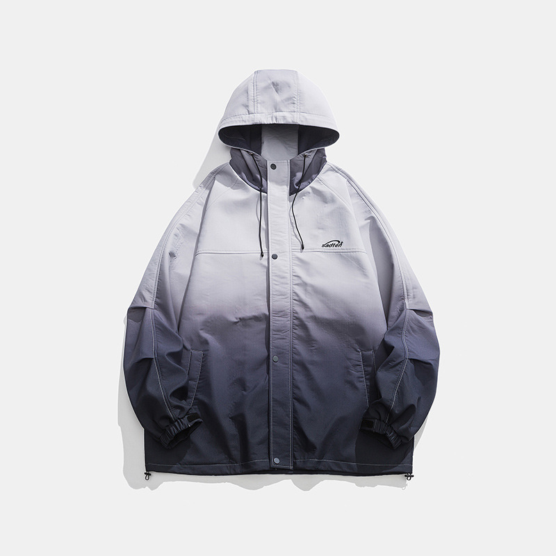 Montaña al aire libre chaqueta de asalto encapuchada hombre otoño japonés retro suelto de gran tamaño chaqueta de trabajo con cremallera