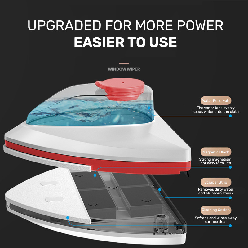 Limpiador de vidrios transfronterizo, limpiador de vidrios de doble cara con depósito de agua, herramienta de limpieza doméstica para limpiar ventanas exteriores, herramienta especial para raspar vidrios. image 6