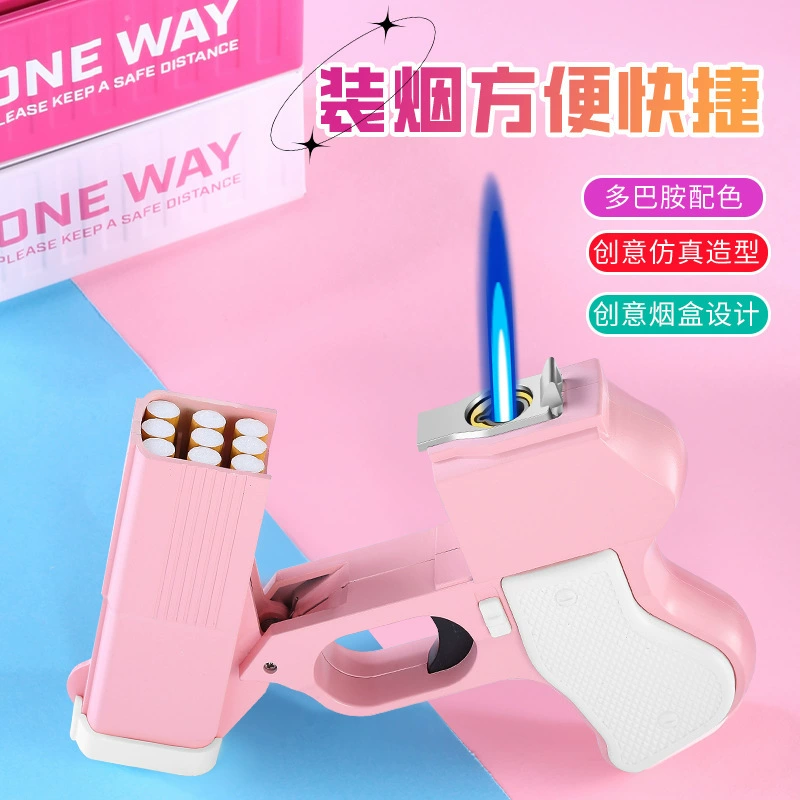 Персонализированная забавная зажигалка для сигарет, влагостойкая и устойчивая к давлению портативная коробка для сигарет двойного назначения с надувной зажигалкой, милый тренд подарков