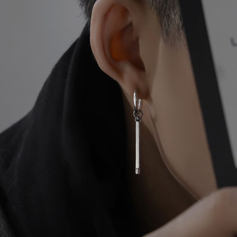 1 Piece Hip-hop Geometric Stainless Steel Plating Men's Drop Earrings display picture 2