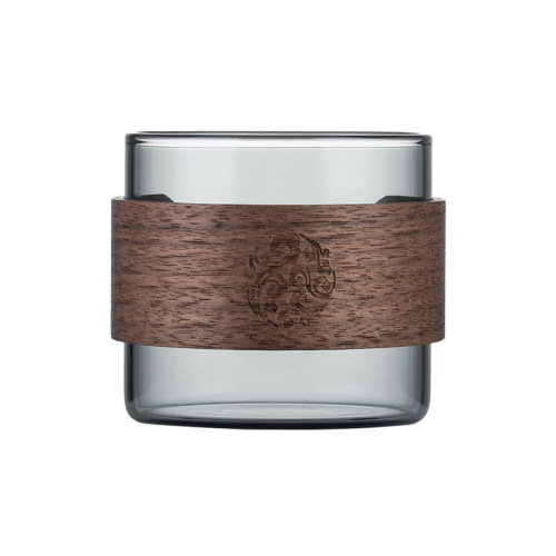 Japanese handmade wooden handle insulated anti-scald glass small teacup household tea cup tea drinking cup host cup high borosilicate glass