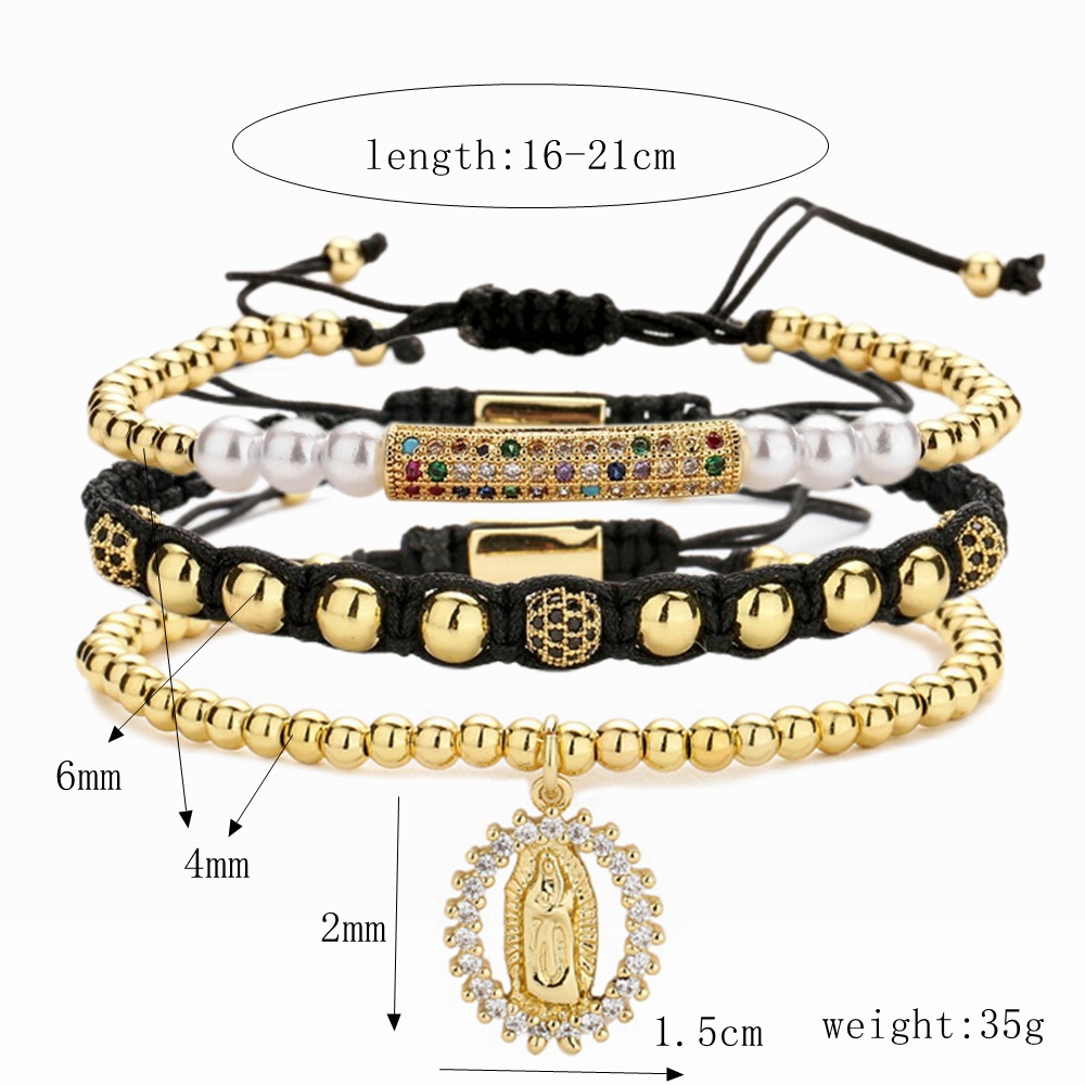 Simple Style Round Copper Pearl Inlay Zircon Bracelets 1 Piece