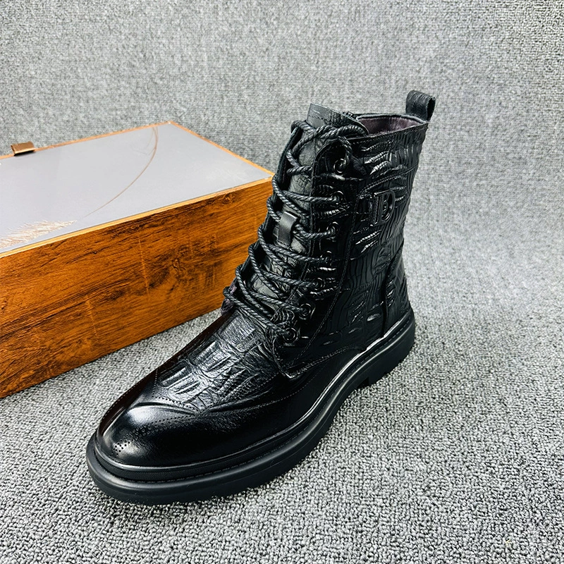 Мужские ботинки из воловьей кожи с верхним слоем 2023 Зимние новые европейские и американские шерстяные утолщенные ботинки Martin на флисовой подкладке с внутренней высотой мужские ботинки