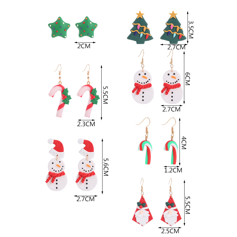 1 Pair Fashion Christmas Tree Snowman Soft Clay Drop Earrings display picture 1