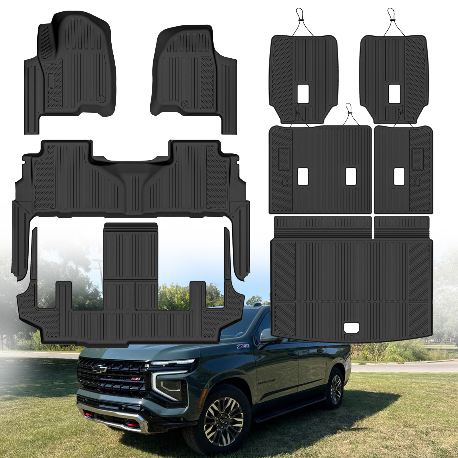 适用于Chevrolet Suburban 21-25款/GMC Yukon XL TPE脚垫后备箱