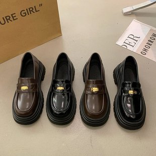 [Poulan Lika] British Style Thick Bottom Small Leather Shoes Women's 2024 Autumn New Joker Thick Bottom Student Loafers