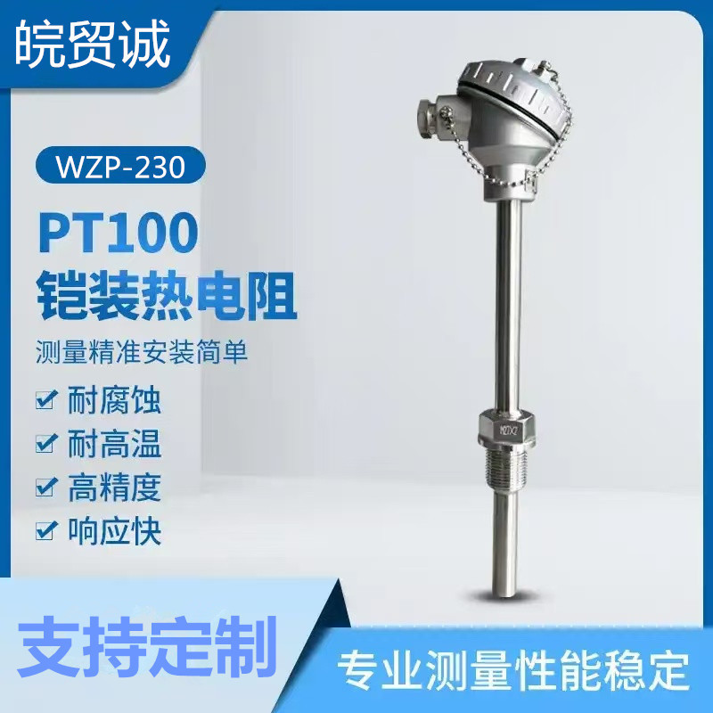皖贸诚 pt100热电阻传感器 铂电阻 WZP-230 0-300℃