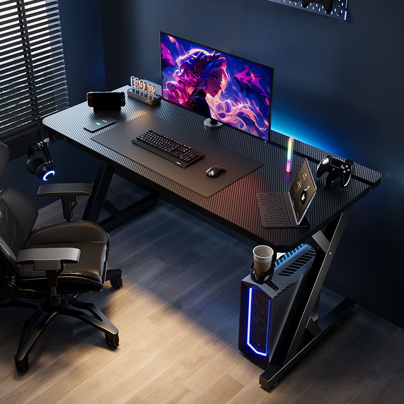Desktop Gaming Table Solid Wood Computer Desk Carbon Fiber Home Bedroom Integrated Office Desk Study Desk Workbench