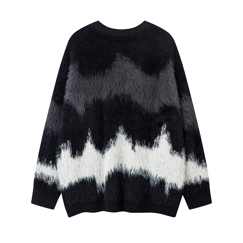 Herrenbekleidung Neue Herbst- und Wintermodemarke Langarmpullover mit Farbverlauf Lazy Wave Striped Strickoberteile für Herren und Damen_voghion.com