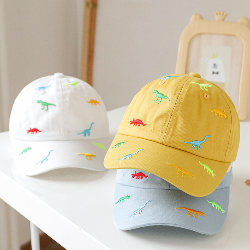 106059819@qq.com Boné infantil unissex de algodão, chapéu de sol, estilo primavera e outono, boné de beisebol infantil colorido com estampa de dinossauro_voghion.com