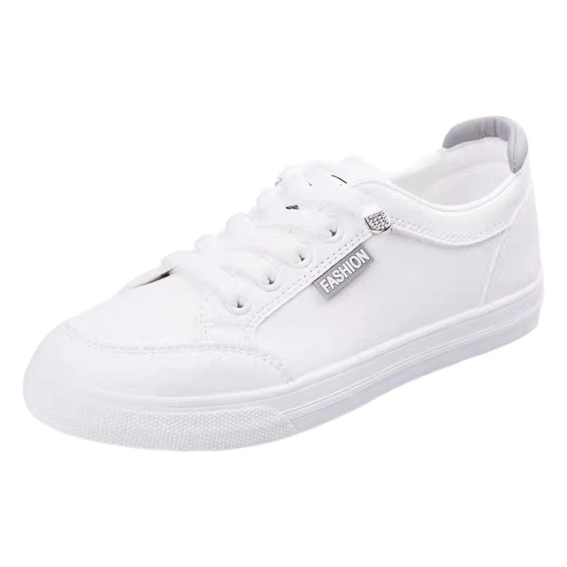 Белые туфли для женщин, весна 2024, новые студенческие кроссовки в корейском стиле, повседневная обувь на плоской подошве с круглым носком, готовая к доставке, женская обувь