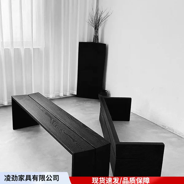 Black Solid Wood Dining Table Bench, Shoe-Changing Bench, Vintage Style, Suitable for Living Room, Bedroom, Bed End, Home Use, Long Bench, No Assembly Required