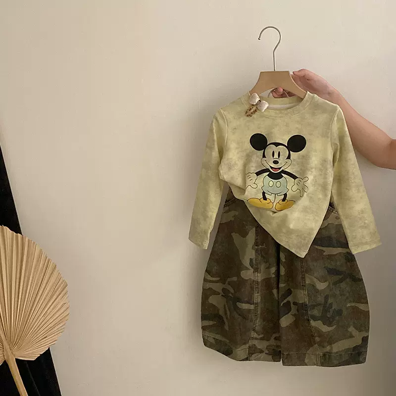 女童秋季2025新款卫衣儿童长袖打底衫卡通上衣迷彩休闲裤两件套潮
