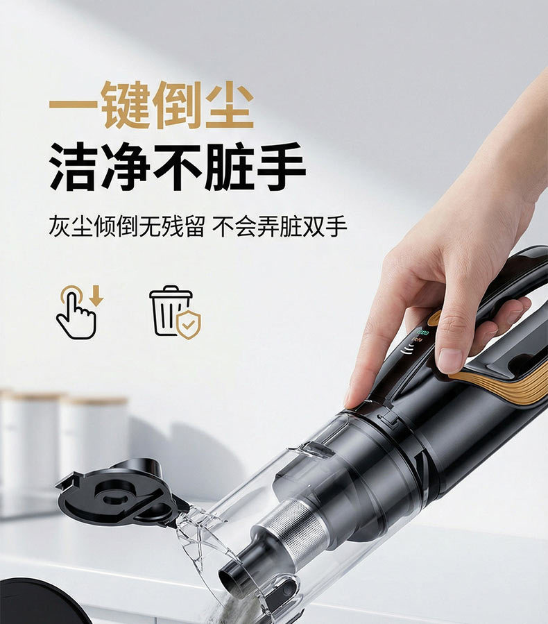 Wireless Handheld Vacuum Cleaner for Home Use with High Suction Power, Car-Mounted Blowing and Suction All-In-One Machine, Cyclone Dust Collection Bin, Smart Display for Vacuuming