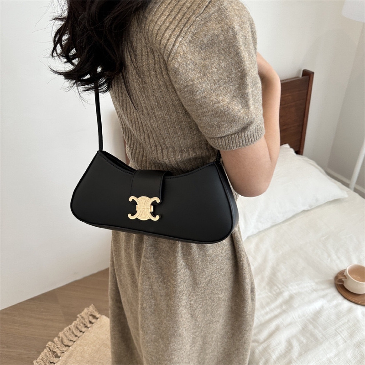 Bolso casual de la axila de la moda para mujer retro diagonal pequeño bolso cuadrado 2024 nuevo bolso de hombro de cercanías de nicho de invierno para mujer