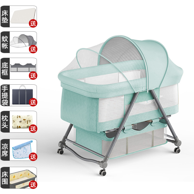 Cuna portátil plegable Cuna Cama con rodillo móvil cama de bebé BB dormir recién nacido cama de empalme