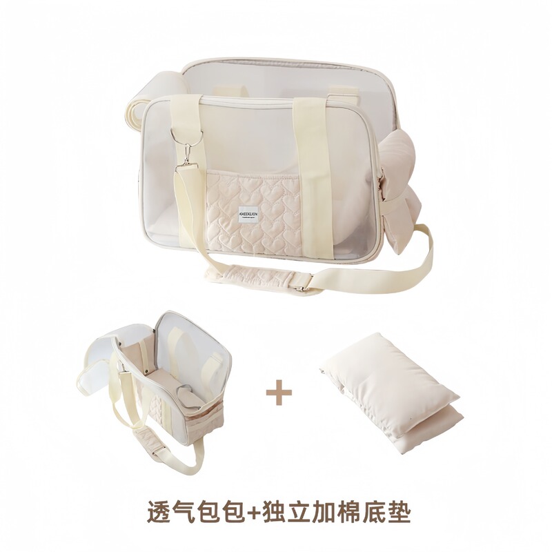 猫バッグ春と夏軽量通気性ペットトラベルバッグポータブルクロスボディ通気性猫バッグ抗ストレス小型犬バッグ|undefined