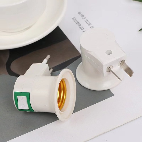 Direct plug-in lamp base head European conventional plug e27 screw lamp head one-button switch lamp mouth lamp accessories wholesale