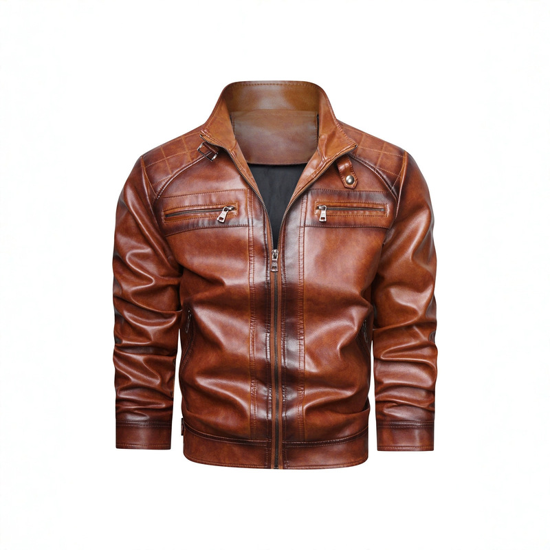 Autumn and Winter New Amazon Pu Leather Jacket European and American Motorcycle Wish Outdoor Casual Men's Youth Jacket Independent Station