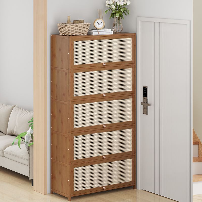 Yazhusi Home Entrance Shoe Cabinet, Household Solid Wood Shoe Rack, Storage Rack, Sliding Door Storage Cabinet, Simple Shoe Cabinet