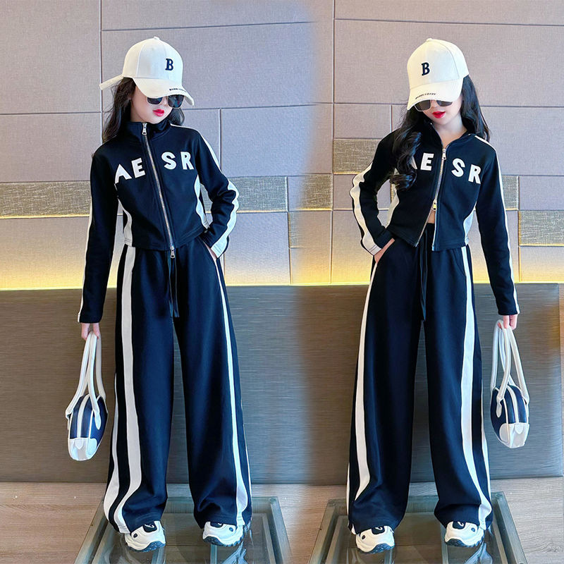 女童春秋款套装新款2024秋装洋气女时髦韩系大童秋季运动服两件套