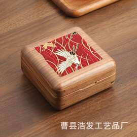 创意印花首饰盒翻盖式便捷项链耳钉包装盒小号手链手镯木盒饰品盒
