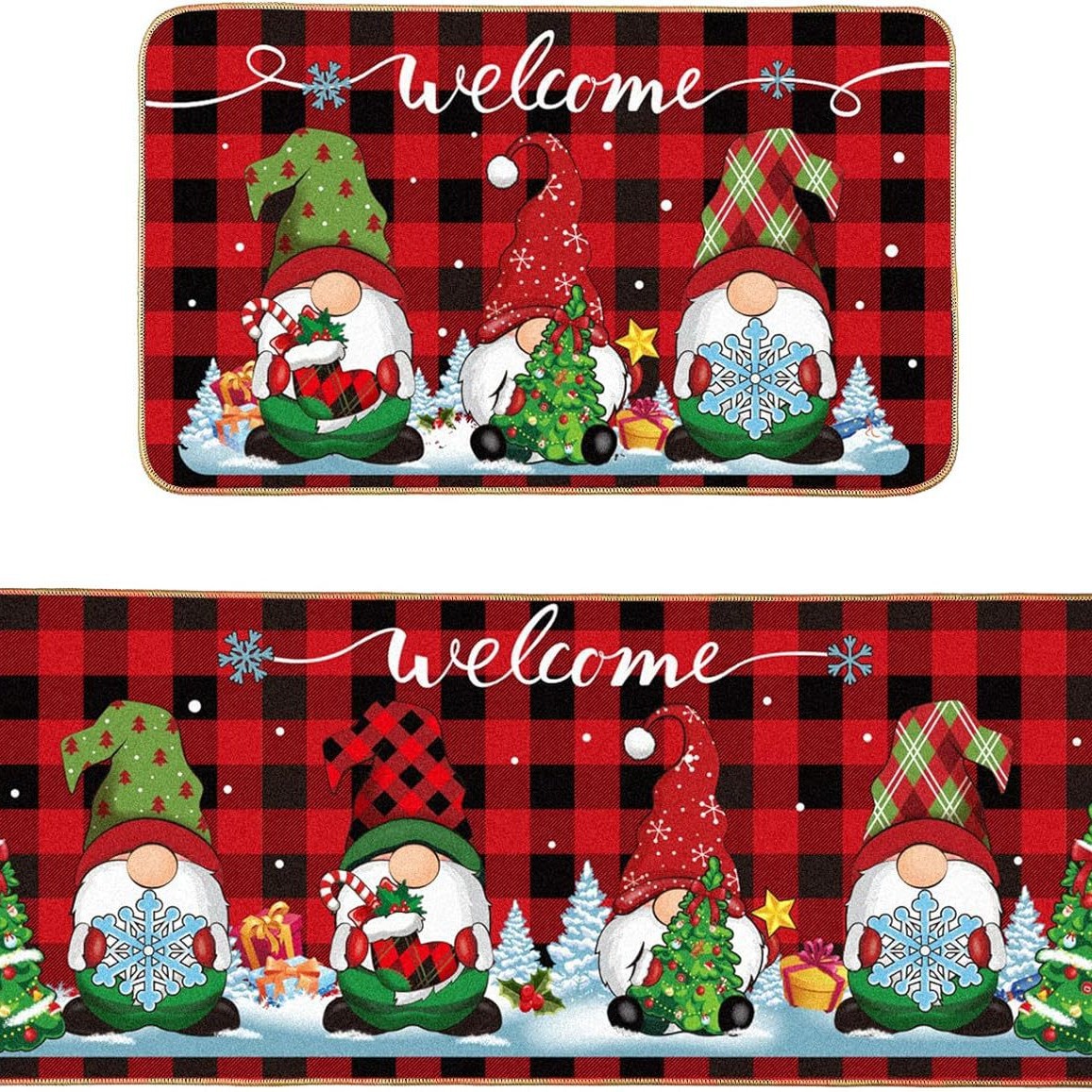 Combinación de estera de cocina de Navidad transfronteriza tres enano estera larga estera decorativa de vacaciones de Navidad