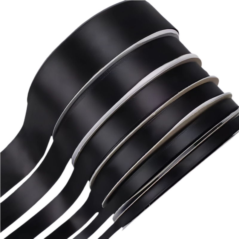 Cintas negras 0.6-5CM poliéster cinta para el cabello arco cinta cinta cinta de seda embalaje de flores caja de regalo correa de decoración