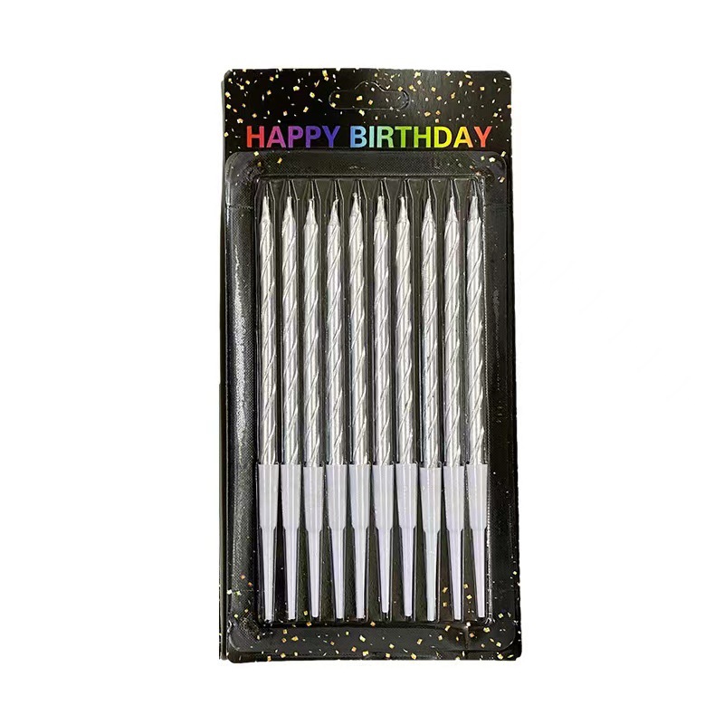 Mayorista pastel vela galvanizado oro plateado metal textura larga lápiz retro fiesta de cumpleaños estilo retro