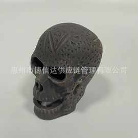 万圣节火炉烧烤派对装饰仿真骷髅头道具恐怖陶瓷摆件跨境专供