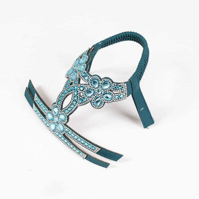 Богемская новая женская обувь верхняя полуфабрикаты модные стразы с плоской подошвой на склоне с прохладным каблуком аксессуар хрустальный синий