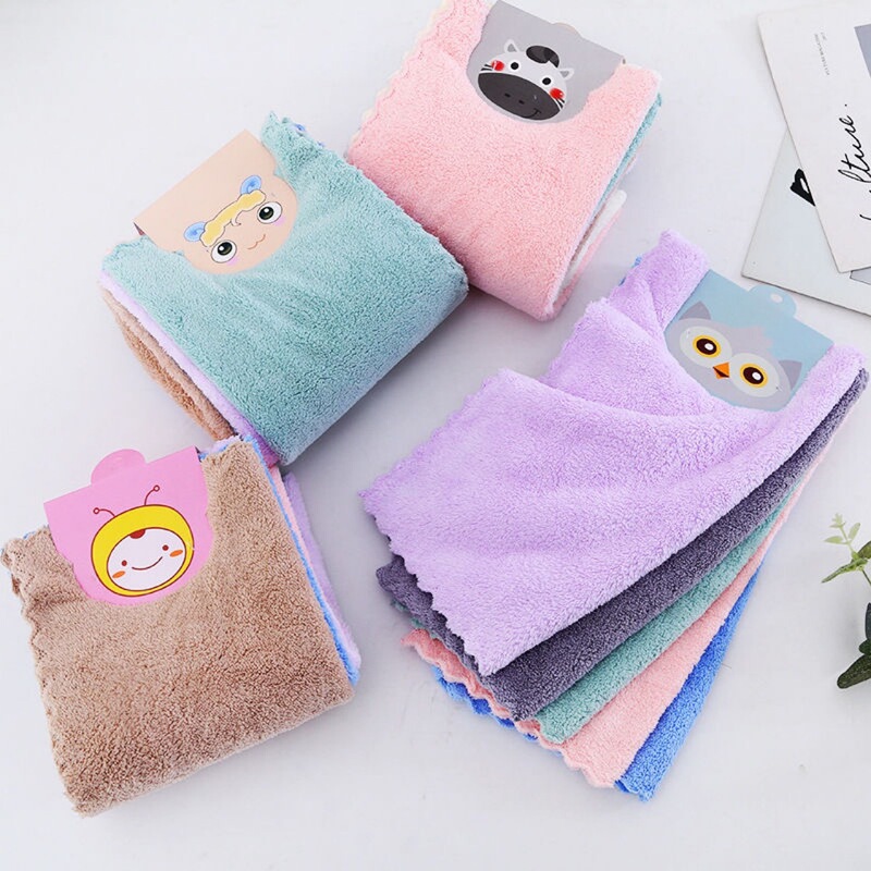 Baby baby towel wholesale 5 square solid color 30*30 absorbent towel logo